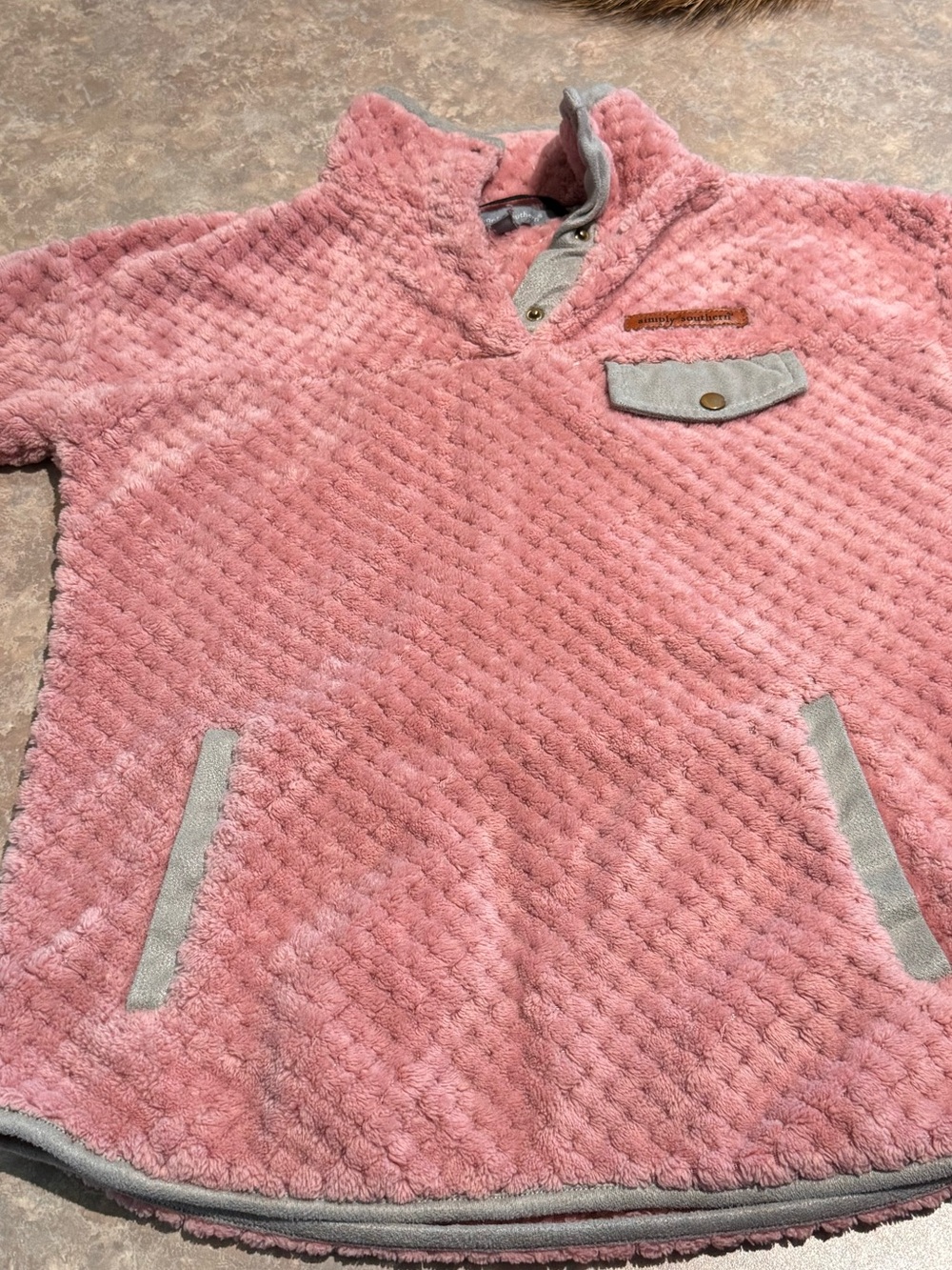 Simply Southern Plush Quarter-Snap Pullover in Dusty Pink
